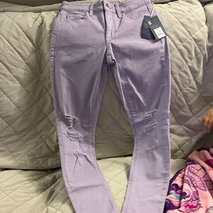 Universal Thread Lavender Skinny Jeans with Knee Distress